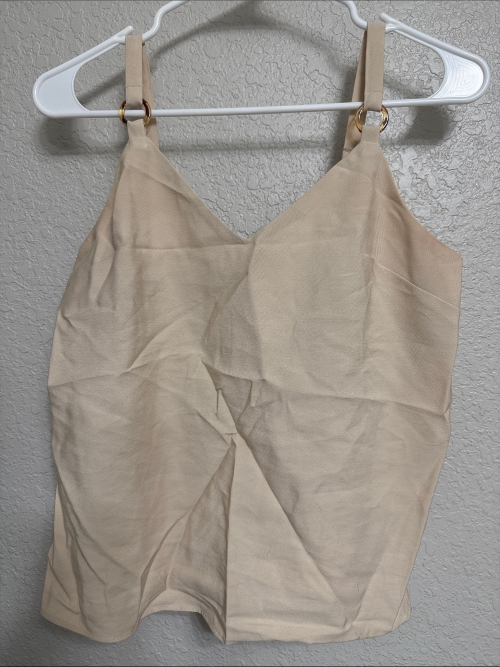 Topshop Beige V‑Neck Ring Strap Mini Dress